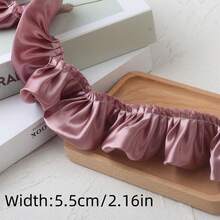 10m Borde De Encaje Fruncido Con Cinta Satinada Plisada Para Coser Tela Con Dobladillo De 5,5 Cm De Ancho - Color de pasta de frijol - Ver 2