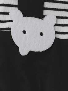 1pc Black & White Striped Pet Suspender Pants, Hooded Jumpsuit Outfit For Small Dogs & Cats - Black and White - View 6