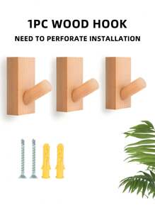 Wooden Perforated Storage Hook Made Of Elm Wood For Home Use - Multicolor - View 1