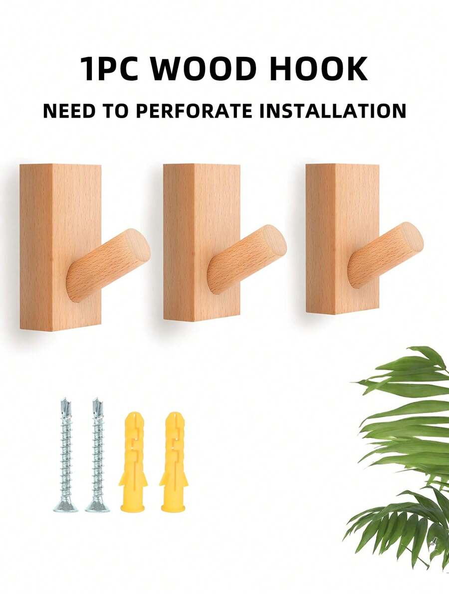 Wooden Perforated Storage Hook Made Of Elm Wood For Home Use - Multicolor - View 1