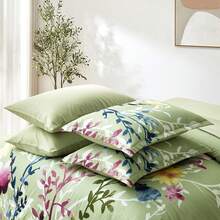 DJY 7 Pieces Beige Bed In A Bag Queen King Floral Comforter Set, Soft Seersucker Design All Season Microfiber Bedding Set Reversible Botanical Flowers Comforter, Sheets, Pillowcases & Shams - Sage Green - View 6