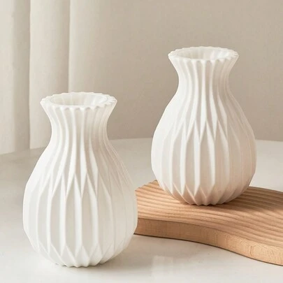 1 Pc White Plastic Vase For Flowers Unbreakable Vase For Flower Arrangement Home Decor, Living Room, Table Decor,Home Decor,Flower Vase,Centerpiece,Table Decor Gifts Birthday Graduation Room Decor Glass Vase