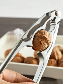 1pc Thickened Zinc Alloy Nutcracker, Multifunctional Nut Sheller With Comfortable Grip, Suitable For All Kinds Of Nuts, Also For Crabs, Shrimps And Shells