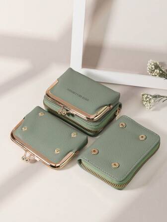 SOUTHLAND&KANGAROO Letter Women Wallets Short Pu Leather S Zipper & Hasp Multifunctional Large Capacity Bag Coin Card Holders Lightweight Fashion Modern Business Zipper Credit Card Business Casual Teacher's Day Teacher Gifts For Anniversary For Birthday Gift For Lady For Female White-Collar Workers For Women Wallet Purse Wallet Small Wallet