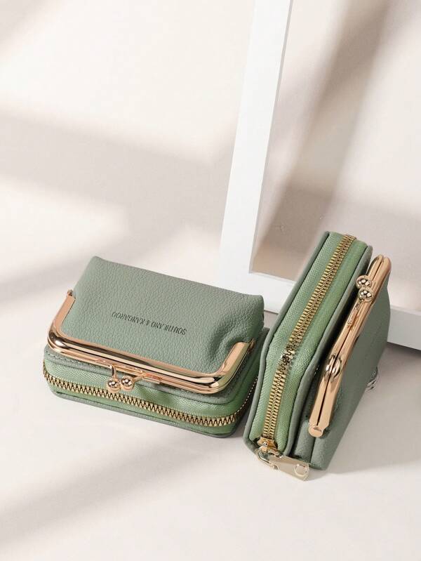 SOUTHLAND&KANGAROO Cartera de mujer corta de PU con letra, cremallera y hebilla, bolsa multifuncional de gran capacidad para monedas y tarjetas, ligera, de moda, para negocios, cremallera, tarjeta de crédito, casual de negocios, regalo del Día del Maestro, regalo de aniversario, regalo de cumpleaños para damas, trabajadoras de cuello blanco, cartera, monedero, monedero pequeño