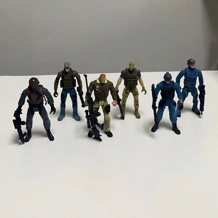 Soldier Model 6 Styles Anti- Police Officer Joint Articulation With Weapons Action Figure Doll - Blue - View 1