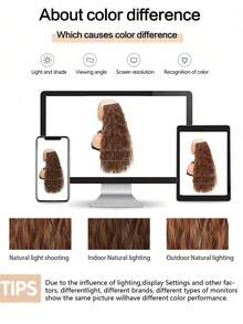 夾式襯衣束髮水波紋束髮辮麻花卷長4夾束髮辮馬尾髮結女士女孩髮片假髮女士黑棕色 - Light Brown - 查看 8