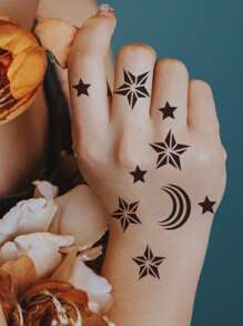 3pcs/Set Hand Henna Tattoo Stencil Template - Black - View 5