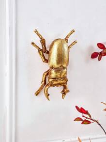 1pc Creative Golden Insect Wall Decoration, Resin Dung Beetle Style Home Decor Craft For Insect Lovers, Great For Family Parties & Insect Exhibits - Gold - View 7