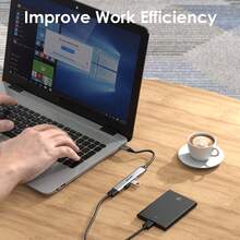 USB C 集线器，适用于 Pro/Air 的 4 端口 USB 2.0/3.0 集线器，铝制 USB 多端口扩展器，超薄便携式 USB 数据集线器，兼容 Windows//Android/Linux - 銀色 - 查看 2