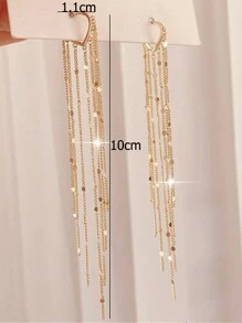 1pair Luxury Chain Metal Tassel Drop Earrings For Women Wedding Dresses Jewelry Valentine's Day Gift Elegant Party Halloween