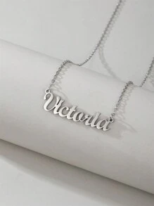 1 Peça Pingente Colar De Aço Inoxidável Dourado E Prateado Com Letra Em Inglês, Colar Fashion Simples E Versátil Para Homens E Mulheres(no Máximo 1 Nome Em Inglês)