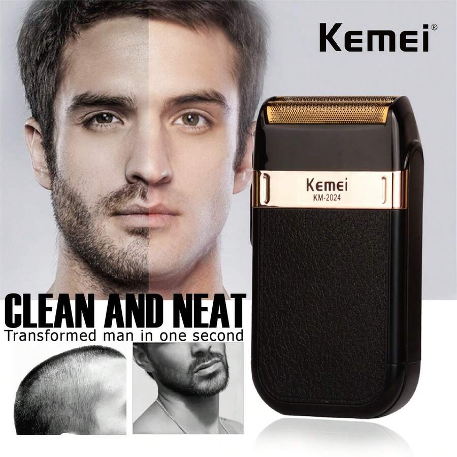 KEMEI Men's Electric Razor Waterproof Reciprocating Razor Cordless Precision Beard Trimmer Twin Blade USB Rechargeable Grooming Razors,Shaving & Hair Removal Products - Black - View 1