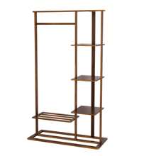 Bamboo Clothes Rail Rack: Portable Open Wardrobe For Hanging Clothes Garment Rack Stand With 5 Tier Storage Shelves Tidy Rail Shoe Rack For Clothes Hats Bags Halloween Decorations Halloween Costumes Autumn Decor Festival Decor - Brown - View 8