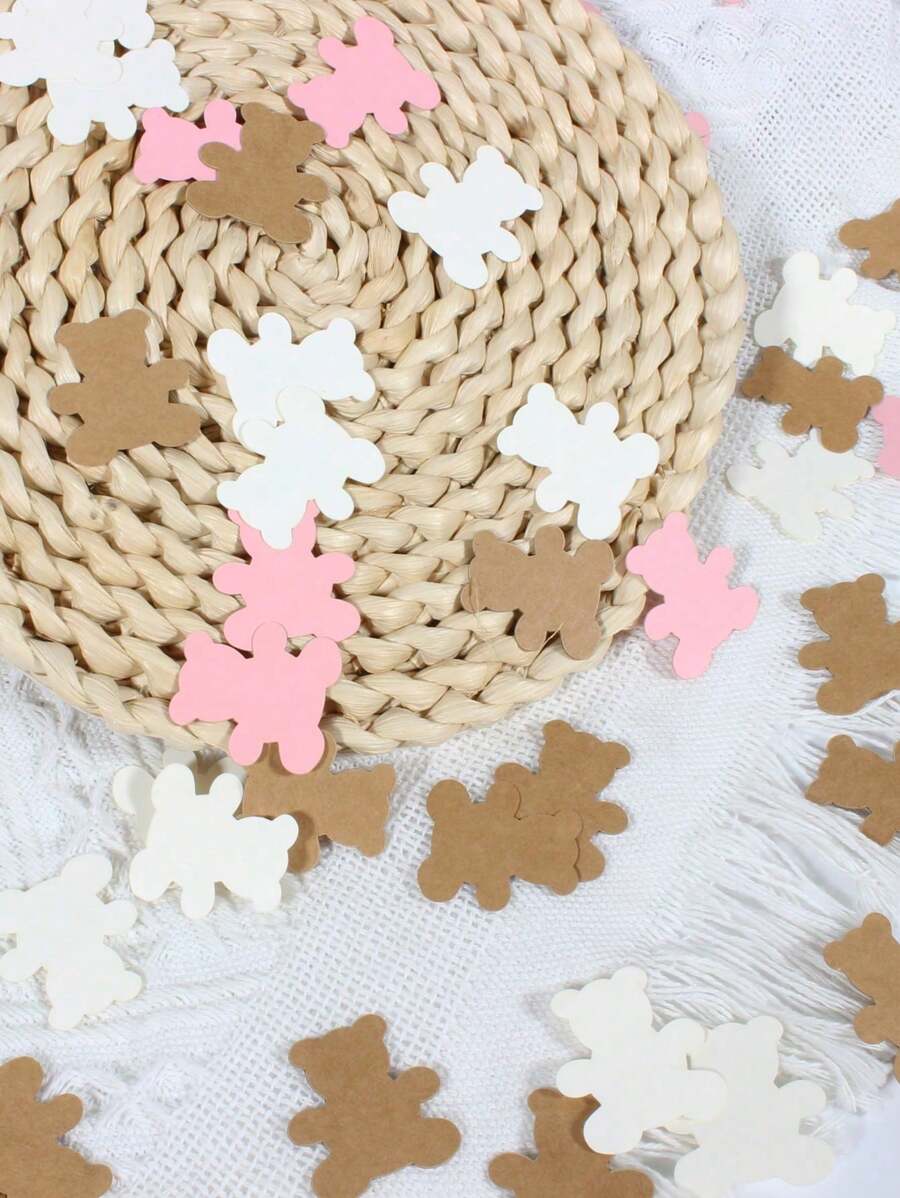 100 件粉色/蓝色小熊派对彩纸，适合生日派对/迎婴派对 - 粉色 - 查看 1