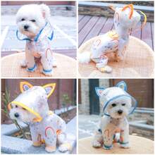 1pc Dog Raincoat, Transparent Waterproof Rainbow Rain Jacket, Suitable For Teddy, Bichon, All Seasons, Small/Medium Sized Dogs - Yellow - View 7
