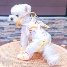 1pc Dog Raincoat, Transparent Waterproof Rainbow Rain Jacket, Suitable For Teddy, Bichon, All Seasons, Small/Medium Sized Dogs - Yellow - View 6