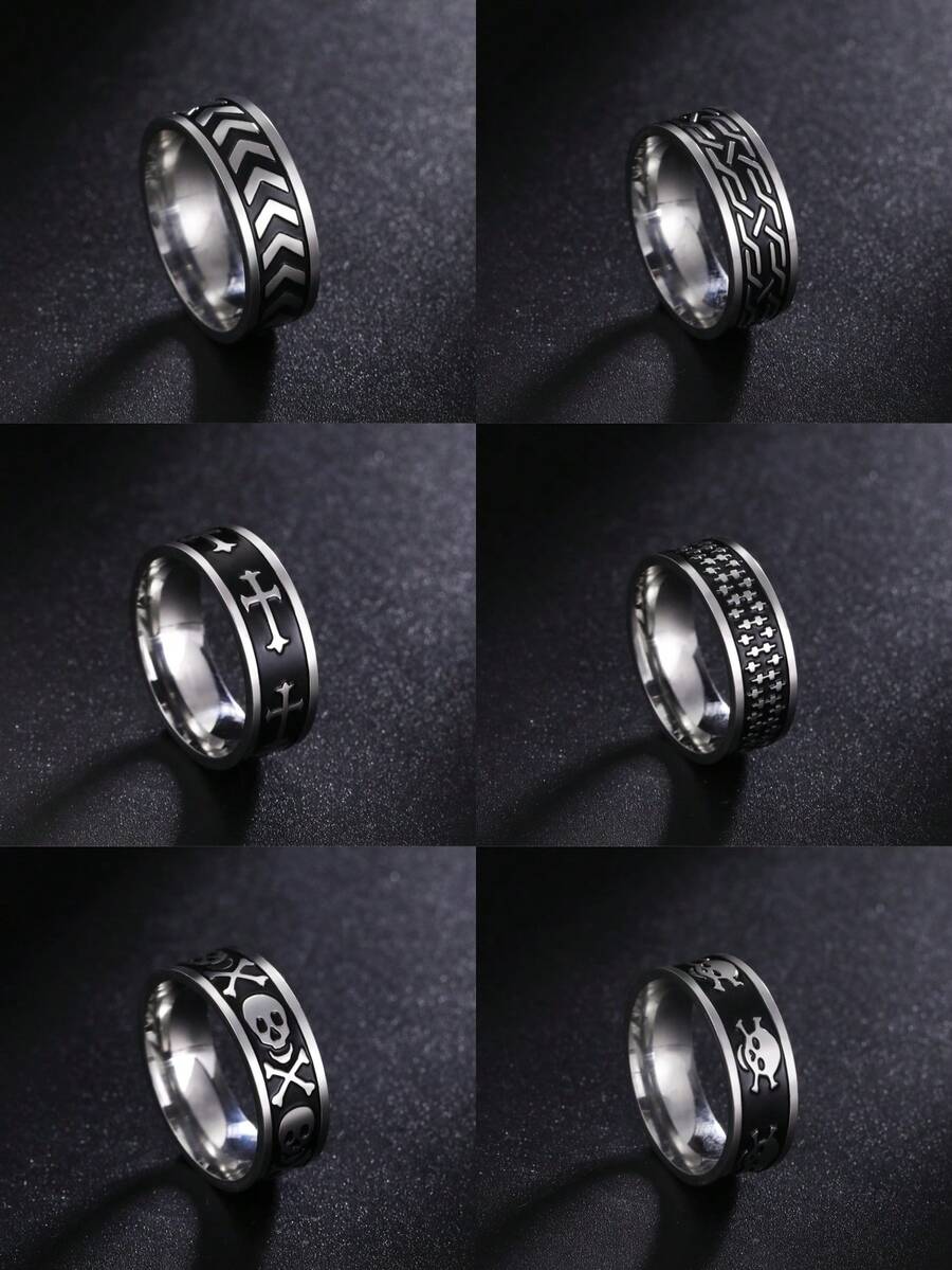 1 Miếng Thép không gỉ Mũi tên , Sợi dây , Vượt qua , Thiết kế Skull 8mm Vòng rộng Đối với Nam Punk Hip Hop Phong cách Thời trang Phụ kiện , Qủa tặng Đối với Bố , Bạn - 8mm - Xem 1