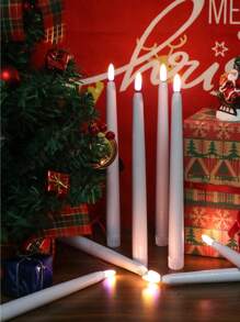 带/不带遥控器和定时器的无焰闪烁锥形蜡烛、电池供电的茶灯蜡烛、逼真的 LED 闪烁无焰茶灯稳定茶灯持久假蜡烛派对装饰和工艺创意、无焰窗户蜡烛、经典高锥形蜡烛（适合家庭聚会）、白色家居婚礼装饰 - 白色 - 查看 7