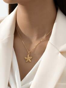 1入組新品到貨海星吊墜項鍊適用於女士完美禮品適合派對 - 金黃色 - 查看 1