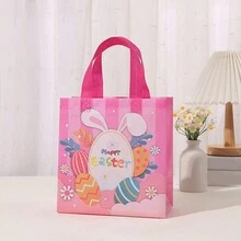 12PCS Easter Gift Bags Easter Bags With Handles Happy Easter Bunny Gift Bags With Handles - Multicolor - View 2