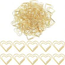 20 piezas de clips de papel en forma de corazón dorado, clips de papel elegantes para clasificar documentos y notas, clips de papel decorativos de metal para el Día de San Valentín - Dorado - Ver 1