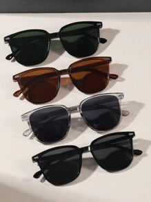 经典方形 PC 时尚眼镜适合夏季海滩度假、户外、旅行日常佩戴 - 彩色 - 查看 10