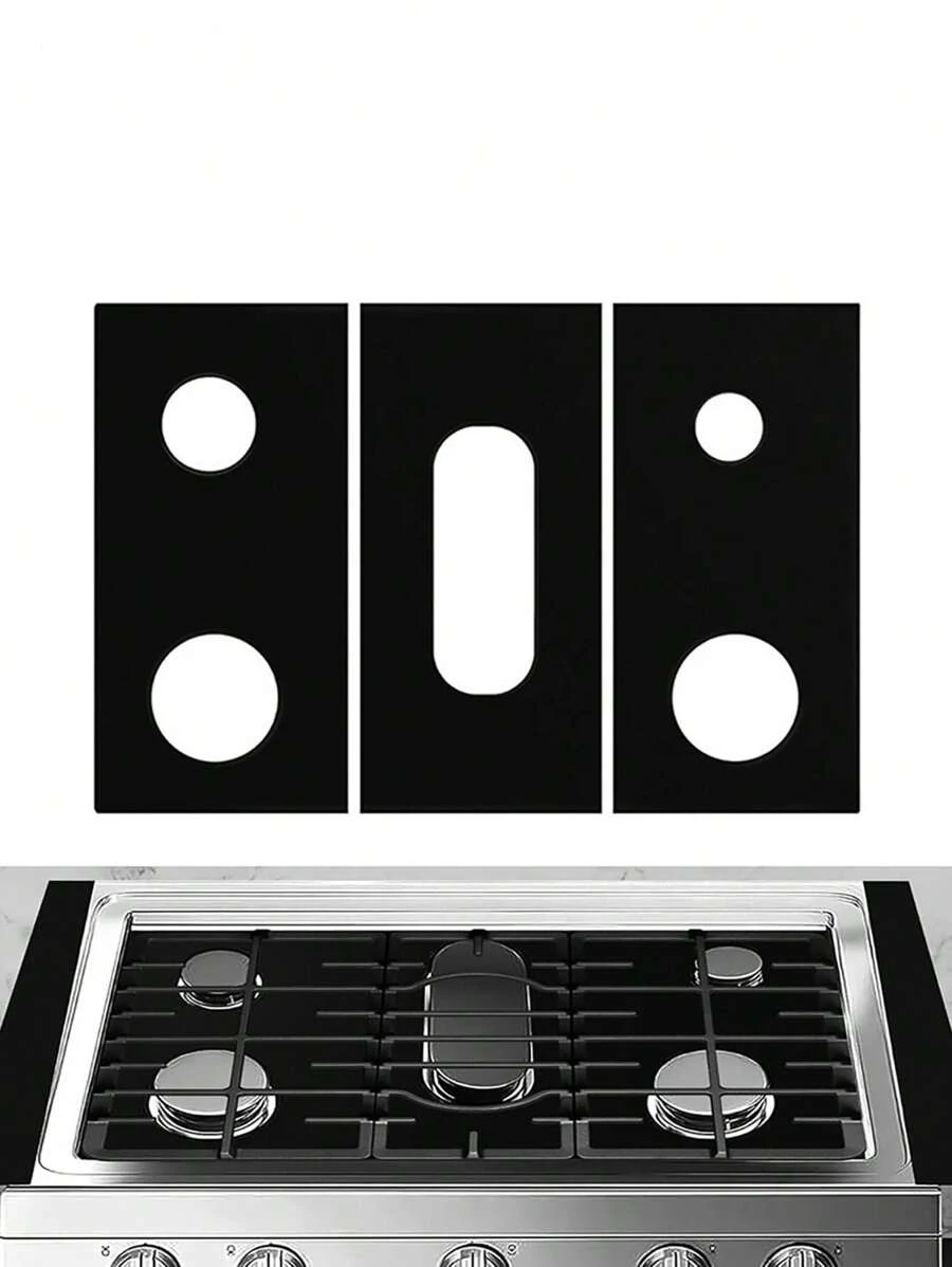 Marbeine Set Di 10 Protezioni Per Fornelli A Gas - Universali, Riutilizzabili, In Tessuto Teflonato - Dimensioni 27x27 Cm - Facili Da Pulire E Tagliare Su Misura - Colore Nero
