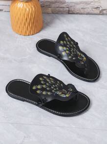 Của phụ nữ Cao-kết thúc Ngoài trời Dép đi biển Dép tông - màu đen - Xem 7