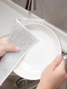 1片銀絲廚房清潔布,不沾油洗碗巾 - 銀色 - 查看 6