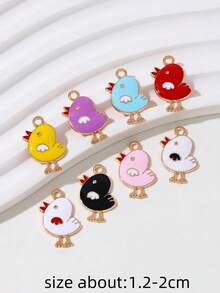 10pcs Random Color Chicken Shaped Alloy Pendant For Diy Jewelry Making - Multicolor - View 2