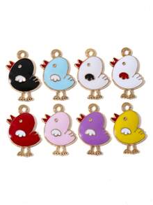 10pcs Random Color Chicken Shaped Alloy Pendant For Diy Jewelry Making - Multicolor - View 1