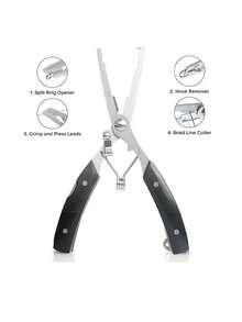 1pc Multifunctional Fishing Pliers, Stainless Steel Curved Mouth Fish Pliers, Line Cutting Hook Binding Fish Pliers - Grey - View 8