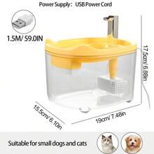 Usb Power Cord 1500ml Pet Water Fountain With Filter, Automatic Circulation, Large Capacity For Cats & Dogs - Multicolor - View 2