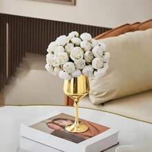 Unique Goblet Shaped Glass Flower Vase For Living Room, Dining Room, Study Room, Bar Decoration - Gold - View 4