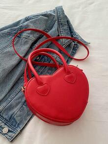 1 件 PU 材质文艺个性字母装饰时尚百搭心形手提包适合女性日常工作、约会和情人节礼物