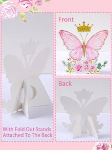 Set de 6 piezas de decoraciones de fiesta con diseño original de mariposas rosas y moradas, adecuadas para fiestas de cumpleaños de niñas con tema rosa, baby shower, bodas, fiestas familiares, decoración de fondo para la sala de fiestas - Multicolor - Ver 6