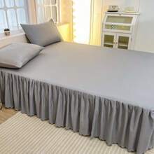 1 Stück schweres einfarbiges plissiertes Bettrock Matratzenauflage, ganzjährige universelle Bettmatratzenauflage, moderner minimalistischer einfarbiger Bettrock, um Ihr Schlafzimmer einfach, aber warm zu halten, geeignet für Schlafzimmer, Studentenwohnheim, Hotel, Ferienwohnung, Büronickerchen, nur Bettrock (keine Kissenbezüge)