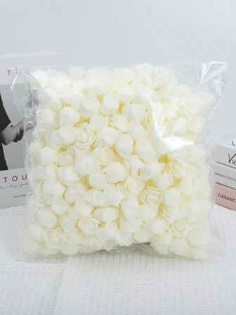 50pcs Milk White Foam Rose Flowers