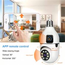 Vavupo 1080P WIFI Bulb Camera Wireless Baby Monitor Dual Lens Color Night Vision Two-Way Audio Indoor Video Surveillance CCTV Cameras - White Camera - View 6