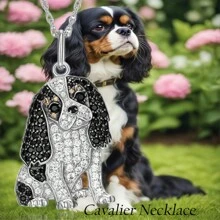 創意可愛的騎士獵犬吊墜項鍊,時尚寵物狗珠寶配飾,女性寵物小狗裝飾,生日紀念禮物 - 銀色 - 查看 1