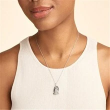 創意可愛的騎士獵犬吊墜項鍊,時尚寵物狗珠寶配飾,女性寵物小狗裝飾,生日紀念禮物 - 銀色 - 查看 8