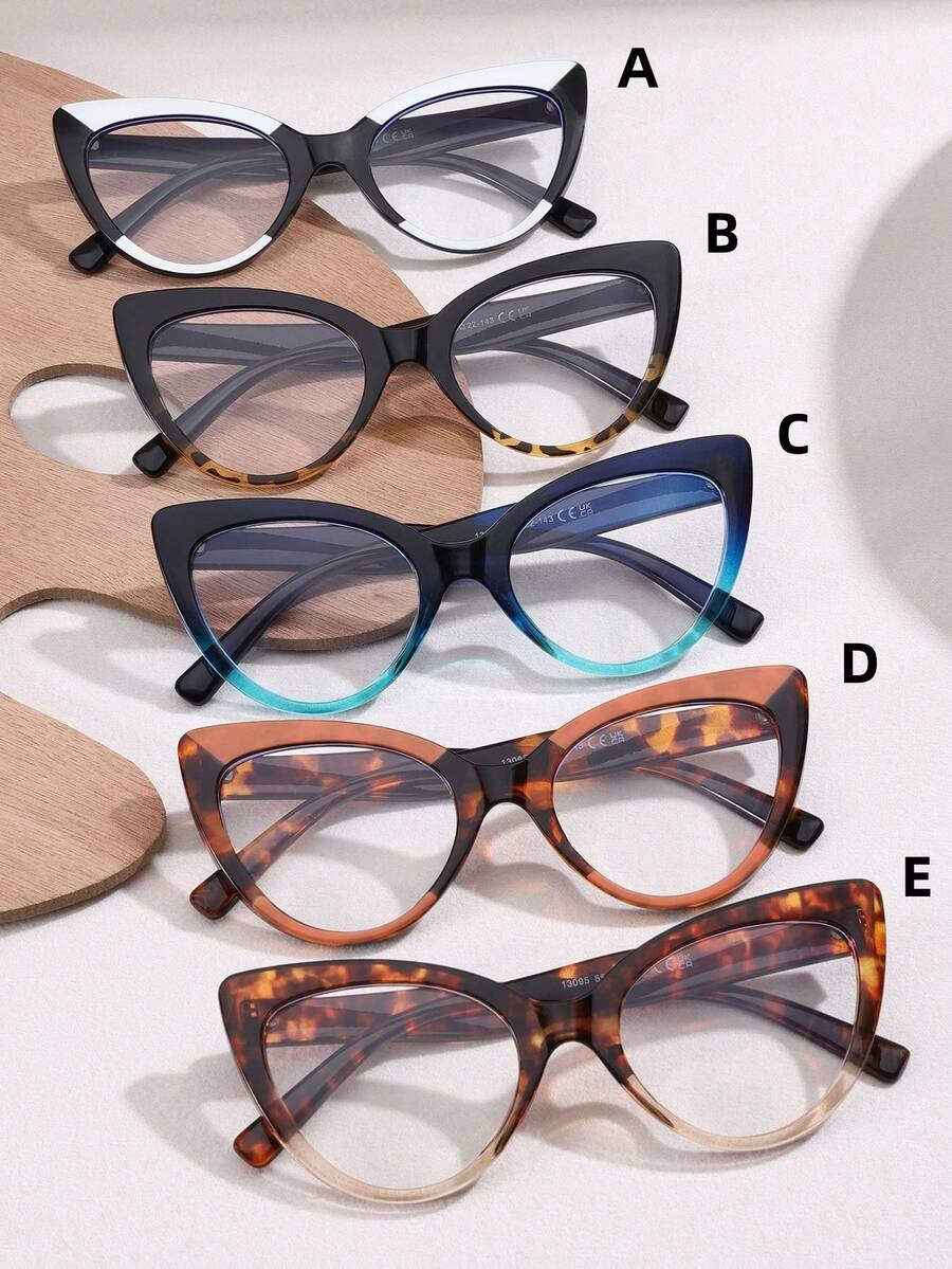 1pair Women's Cat Eye Shaped, Oversized, Fashionable & Versatile Decorative Glasses For Leisure & Rest. Suitable For Daily Commuting, Driving, Shopping, Traveling, Photography, Reading, Gaming, Computer And Mobile Phone Use - Multicolor - View 1