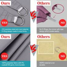 1PC Sun Shade Sail Triangle Rectangle Square Waterproof 98% UV Block Awning Shade Sails Canopy Sunscreen Cover Tents For Patios Garden Swimming Pool Outdoor Camping With Installation Diy Ropes, Light Grey