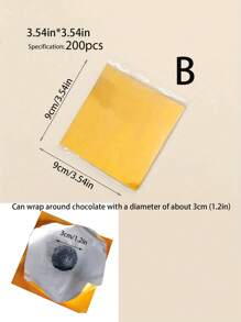 200入組金色鋁箔巧克力糖果包裝紙，DIY派對婚禮生日聖誕節配件，3.54*3.54in，金色家用空氣炸鍋蘸醬料紙，可用於烘焙和炸鍋 - 金色 - 查看 4