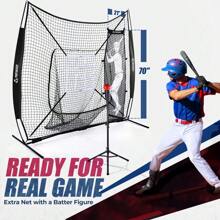 Patiassy 7 Ft X 7 Ft Baseball Softball Hitting Pitching Practice Net With Batting Tee And Batter Portable Baseball Net With 2 Weighted Baseballs, 2 Baseballs, Carry Bag And Strike Zone