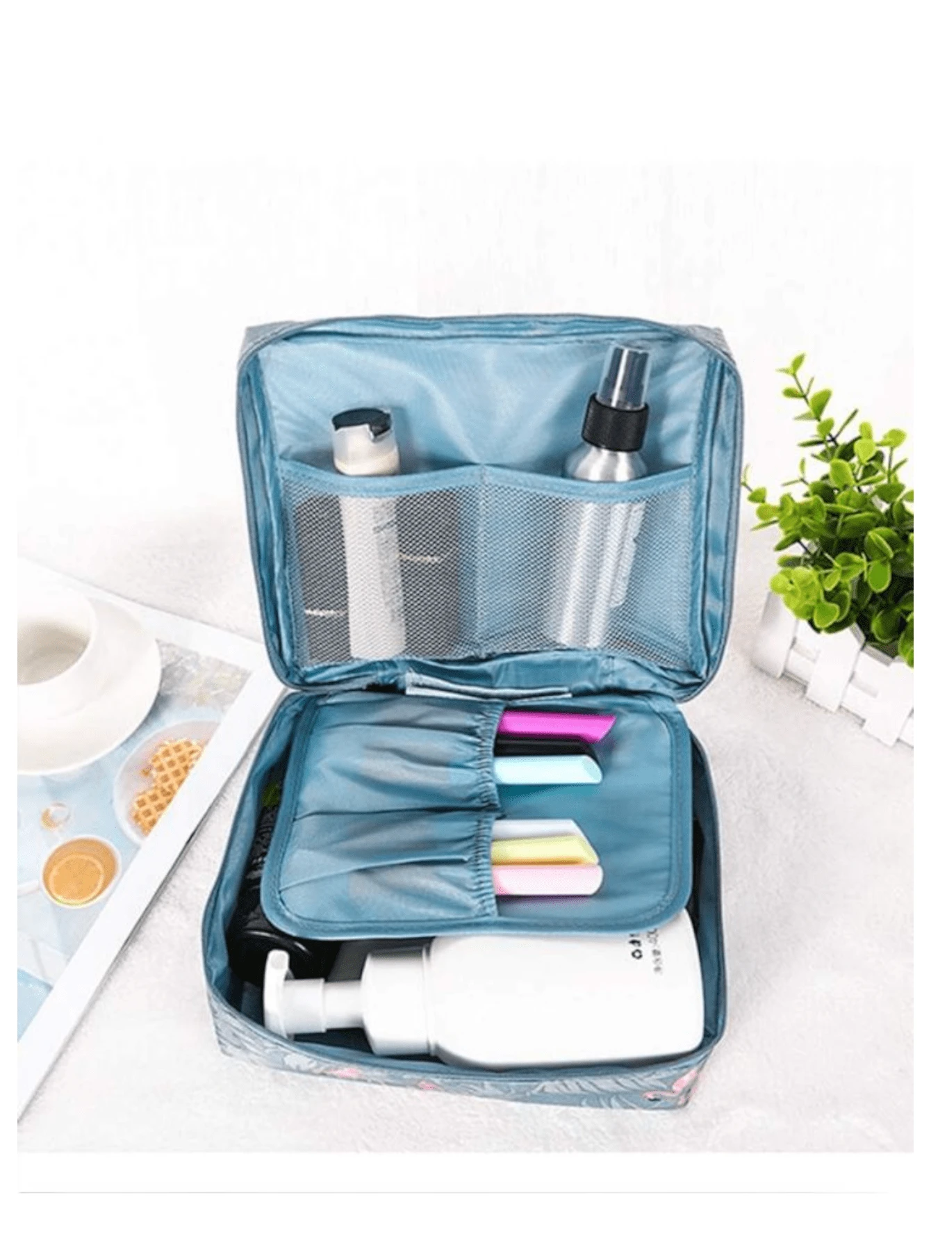 Large Capacity Waterproof Portable Organizer Bags Multi-Compartment Fashion Zipper Holder Boxes Multifunctional Bag Travel Accessories For Women RANDOM COLORS