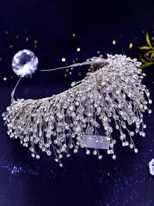 Luxurious Rhinestone Bridal Crown Handmade With Rhinestones, Women's Tiara Wedding Hair Accessory For Brides Royal Boho - 銀色 - 查看 3
