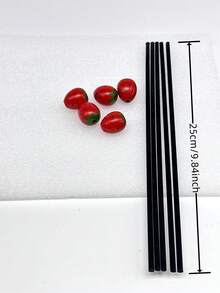 5pcs/Set Diy Red Strawberry Fruit Scented Diffuser Sticks For Home Fragrance, No Flame, Odor Elimination - Multicolor - View 2