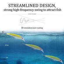 1入組4.33in 0.47oz浮游魚餌釣魚誘餌11cm 13.5g人造硬餌,適用於鱸魚、梭魚等釣魚,拐子型誘餌,釣魚餌 - 黑色 - 查看 4